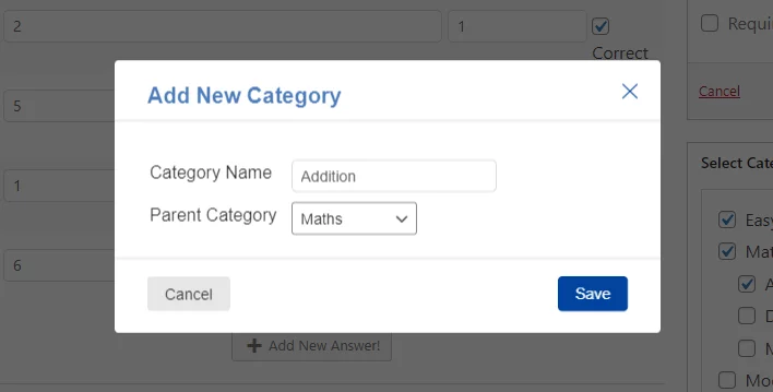 QSM Multiple Category Support Selecting a Parent Category New