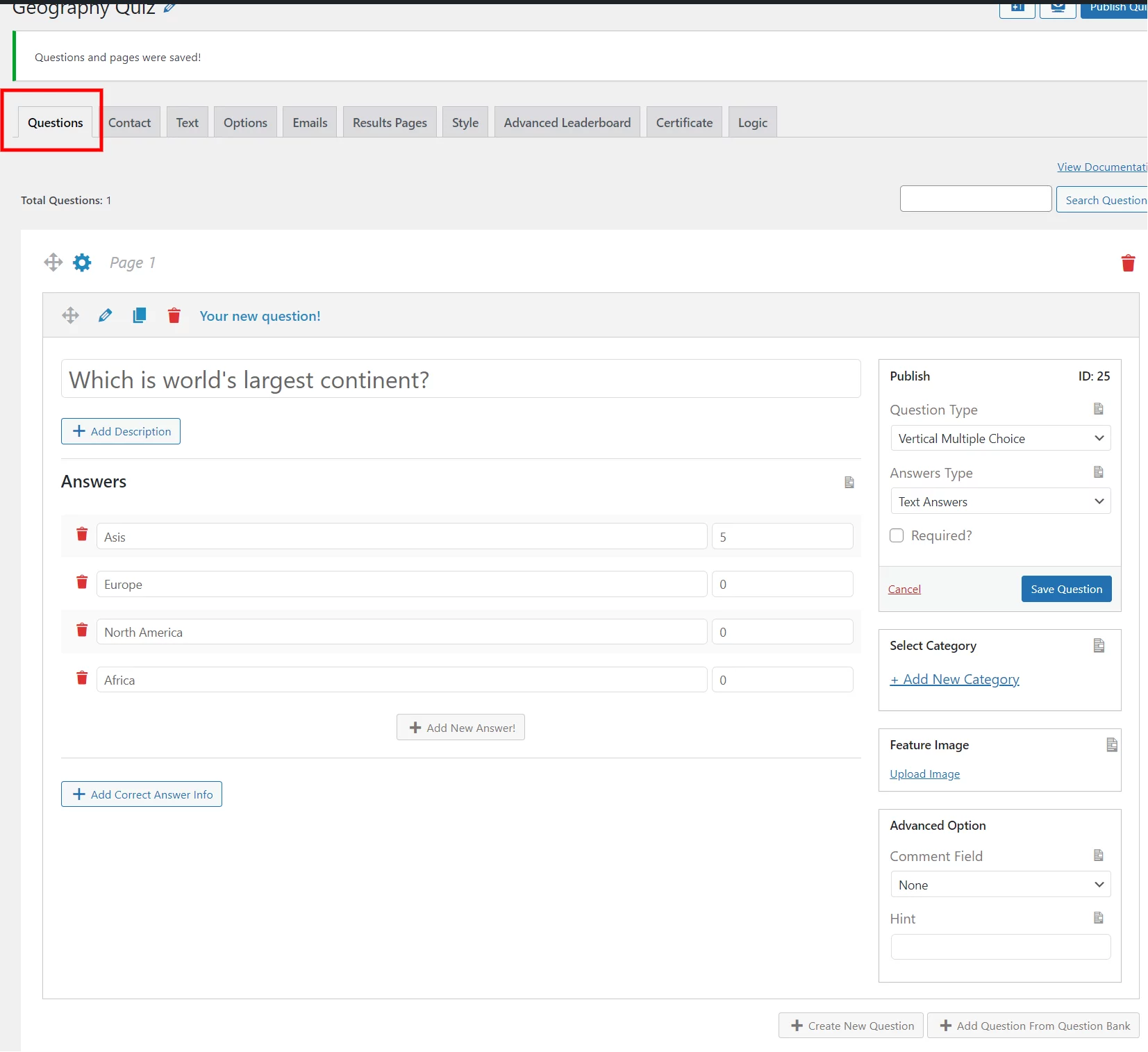 How to Use the WordPress Leaderboard Plugin to Make a Quiz Competition? (9 Steps) WordPress leaderboard plugin - Add question