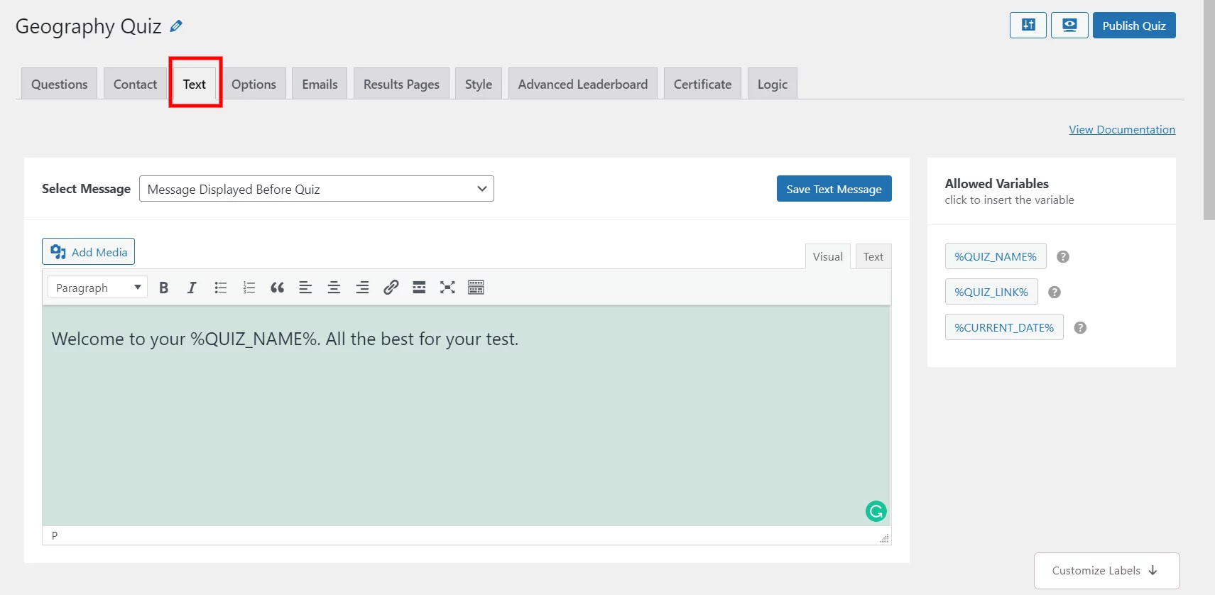 How to Use the WordPress Leaderboard Plugin to Make a Quiz Competition? (9 Steps) WordPress leaderboard plugin - customize text