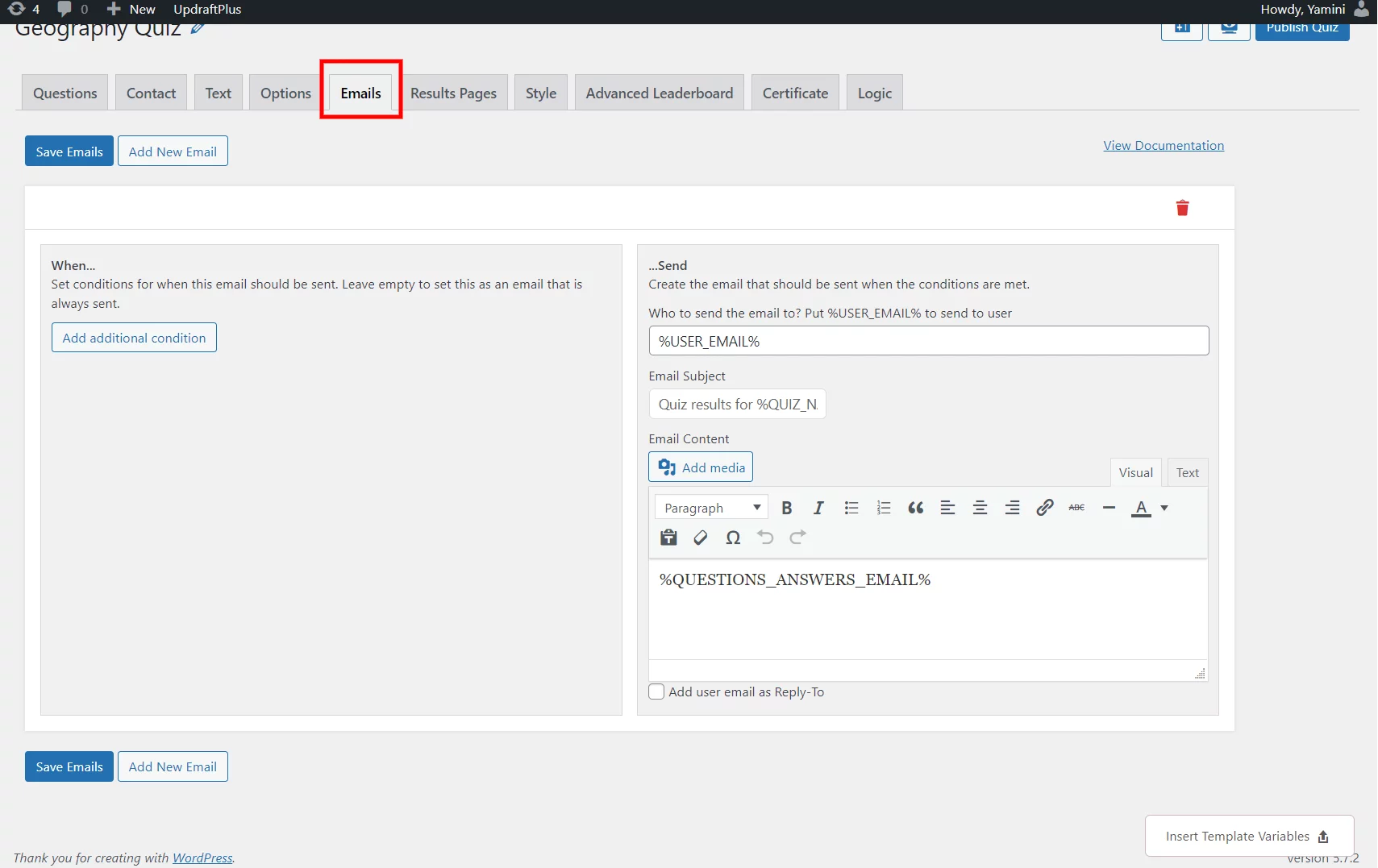 How to Use the WordPress Leaderboard Plugin to Make a Quiz Competition? (9 Steps) WordPress leaderboard plugin - edit emails