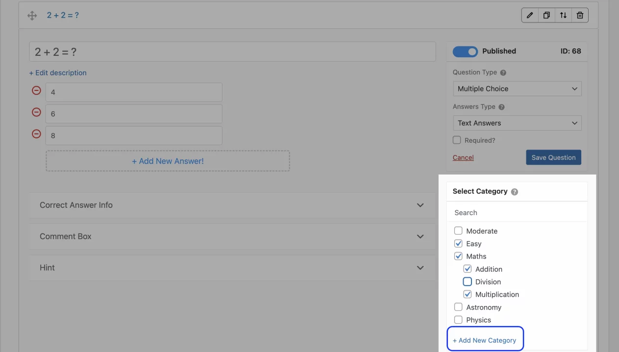 qsm multiple category copy