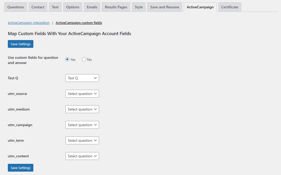 QSM Active Campaign Integration - Custom Fields
