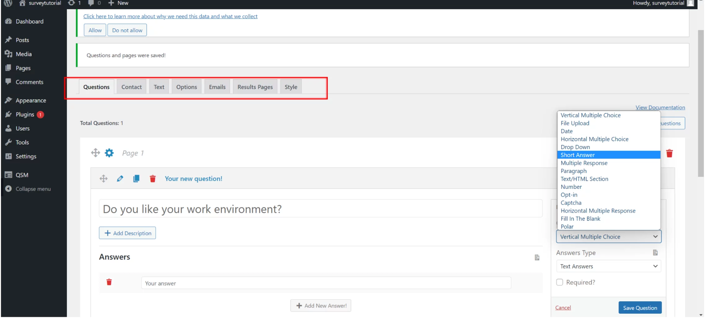 Creating an employee engagement survey- Configuring the Survey