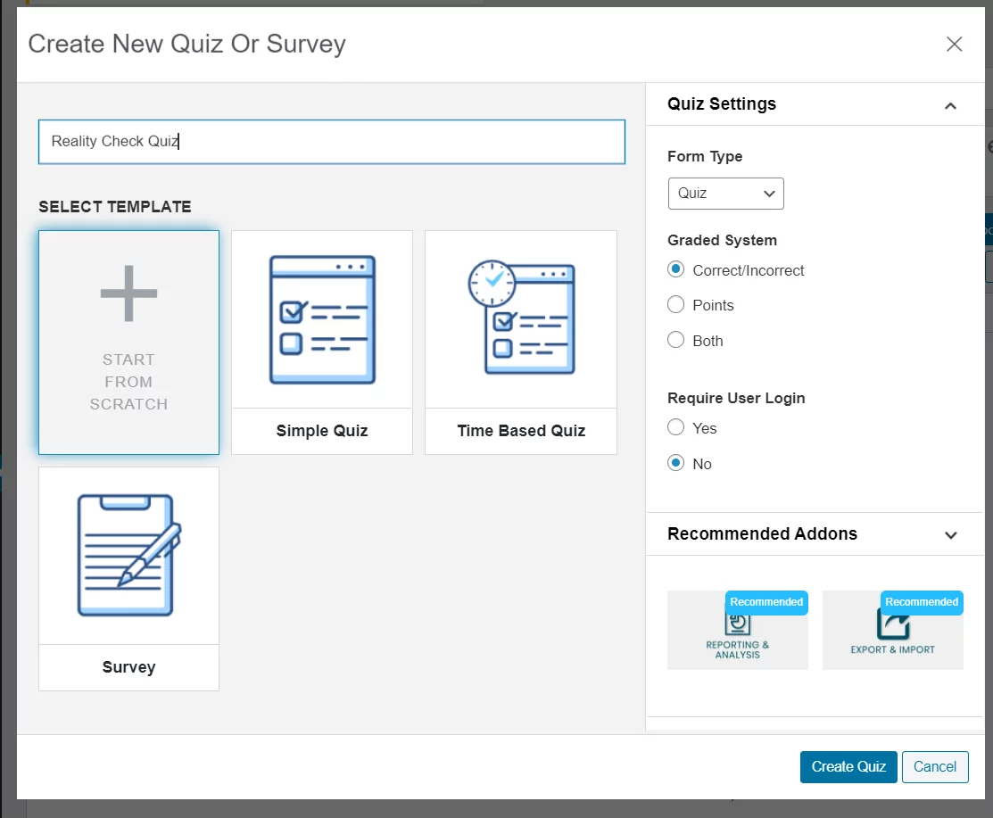 Reality Check Quiz made easy using QSM! (7 minutes read) How to create a reality check quiz- Creating the Quiz