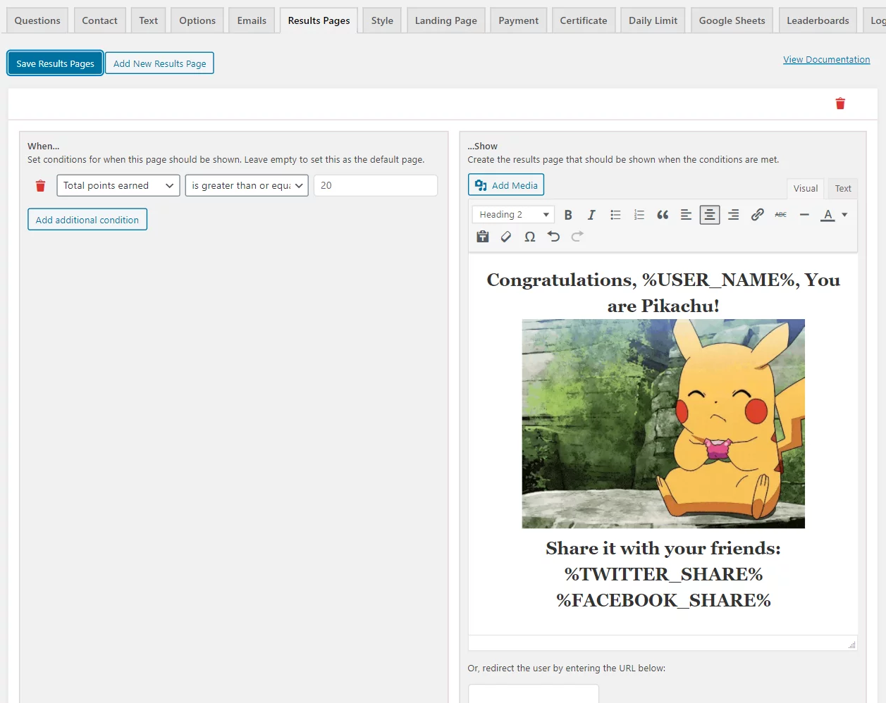 Create an interesting Pokemon Quiz using QSM in 3 steps! How to make pokemon quiz- Results page