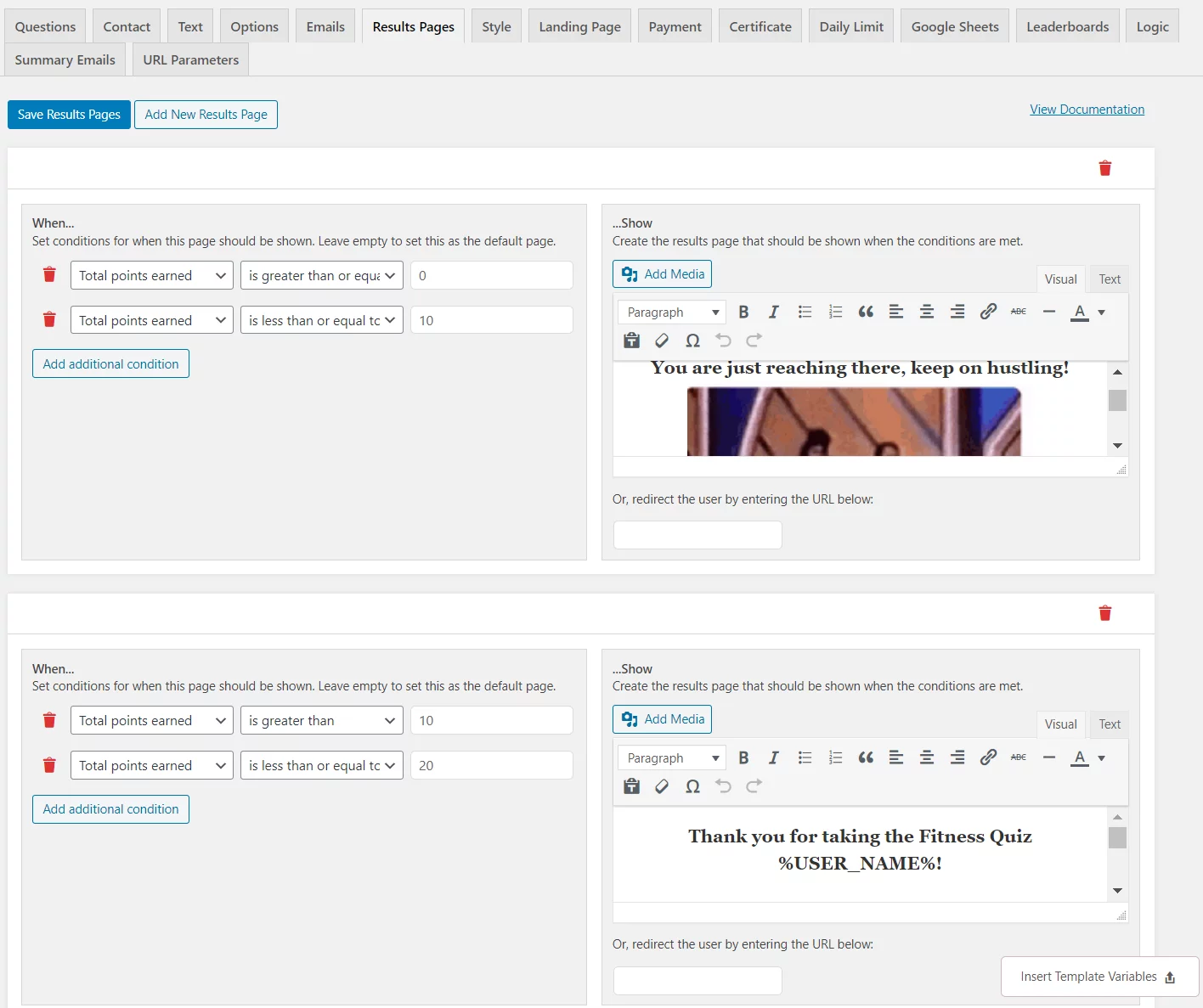 How to create a fitness quiz- Optimizing the results pages
