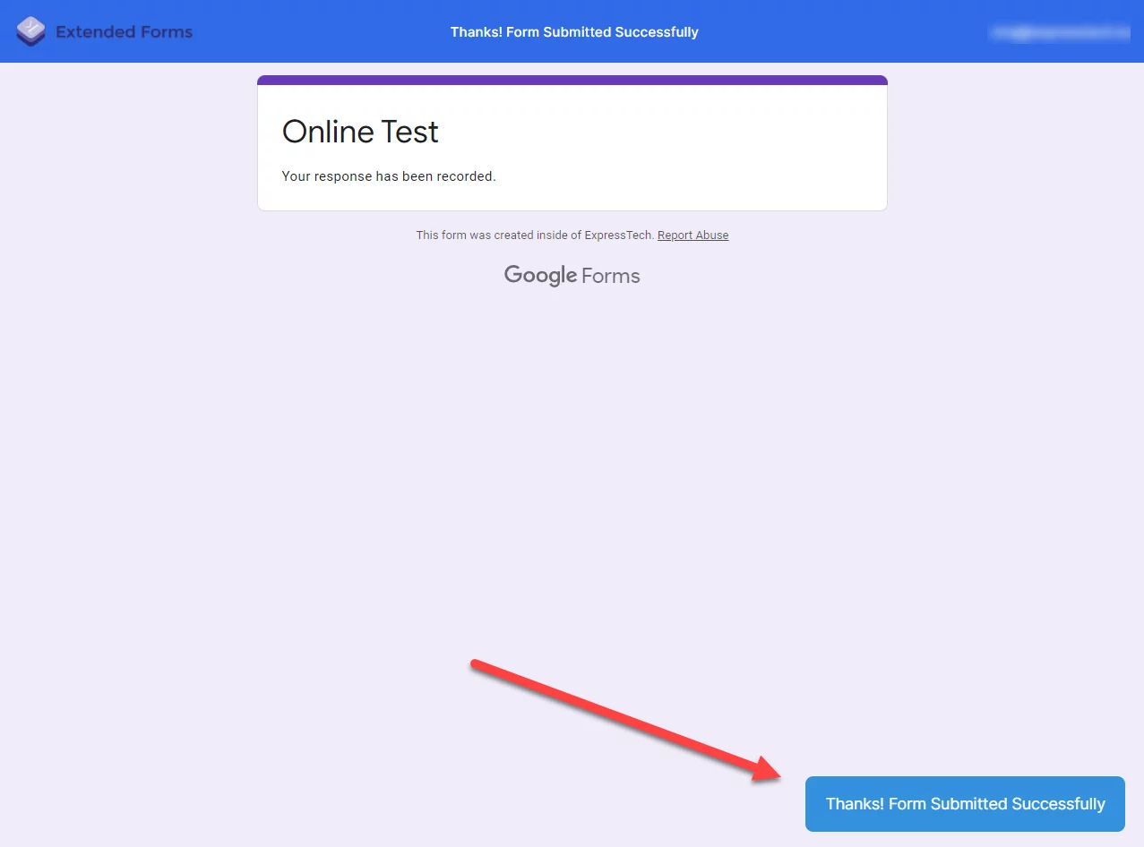 Extended Forms - Add a timer on Google Forms - Response Submitted Successfully