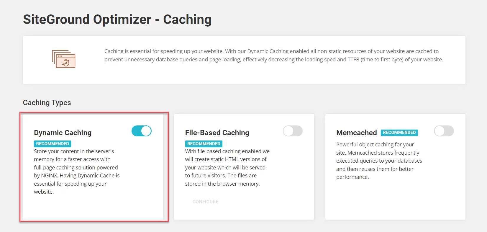 SG Caching - Enable Dynamic Caching
