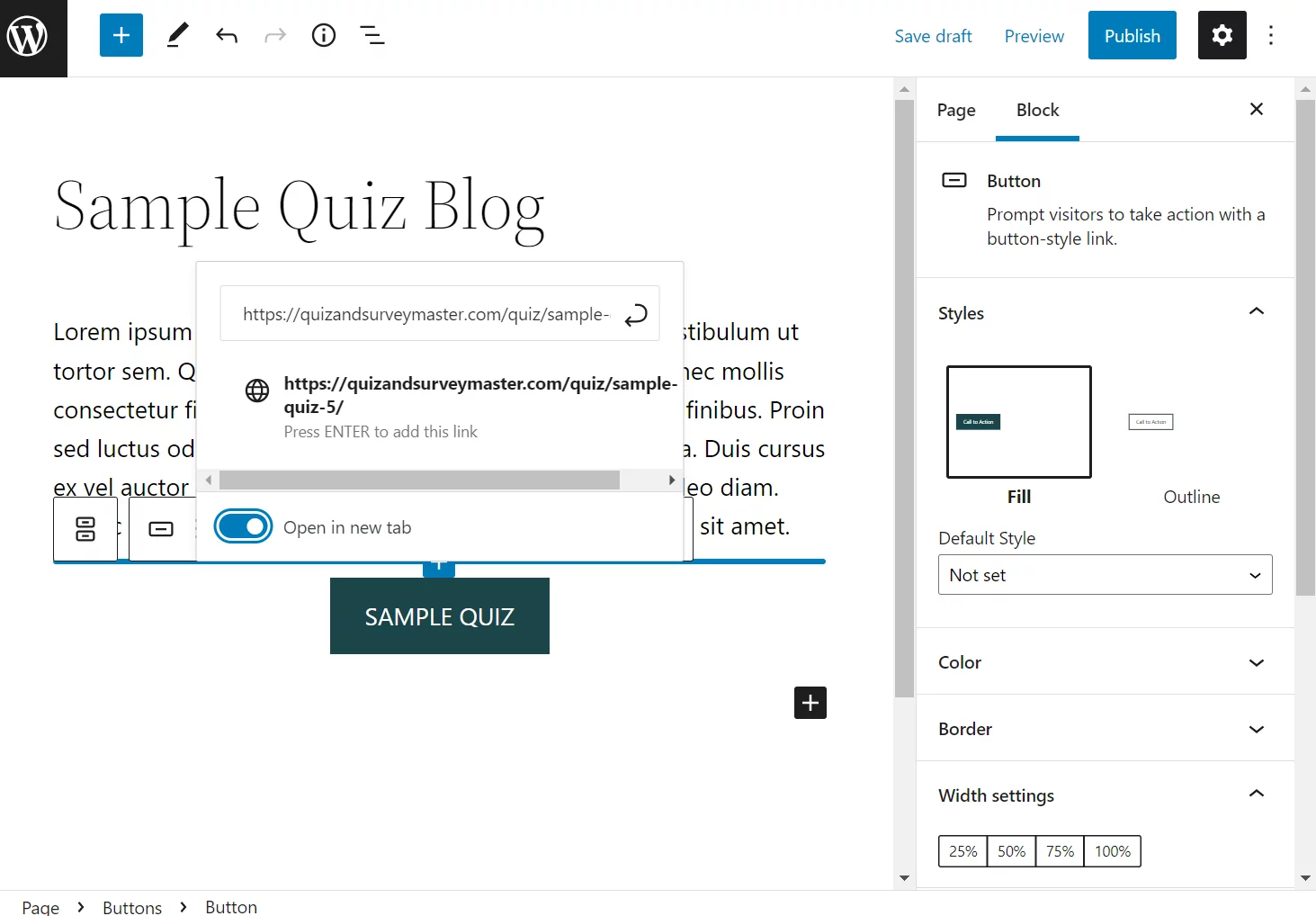 Quiz Embed: 4 best ways- By linking the Quiz Page