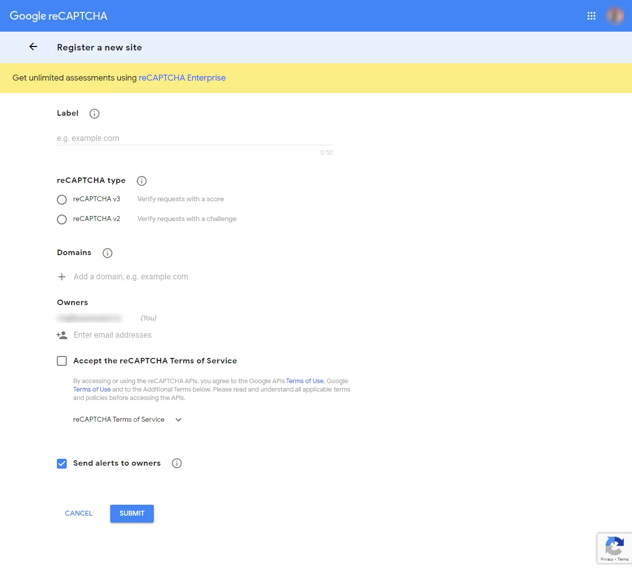 Quiz and Survey Master - Google reCaptcha Addon - Registering a new site