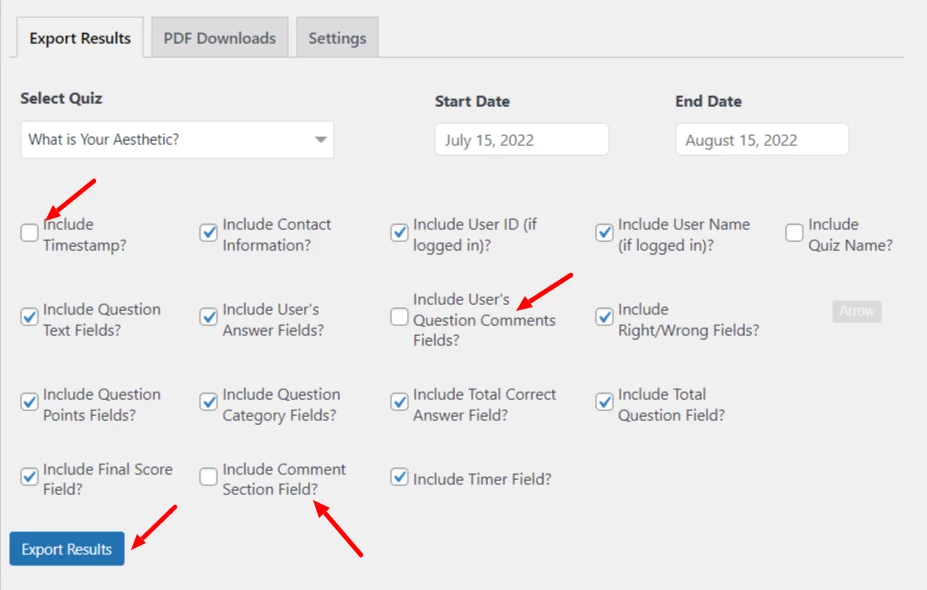 How to use export results Addon?