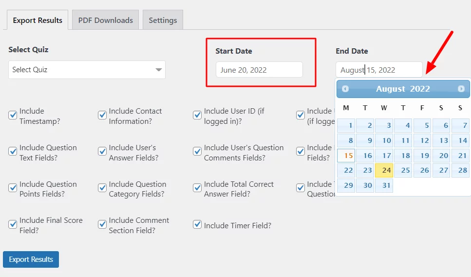 How to use export results Addon?