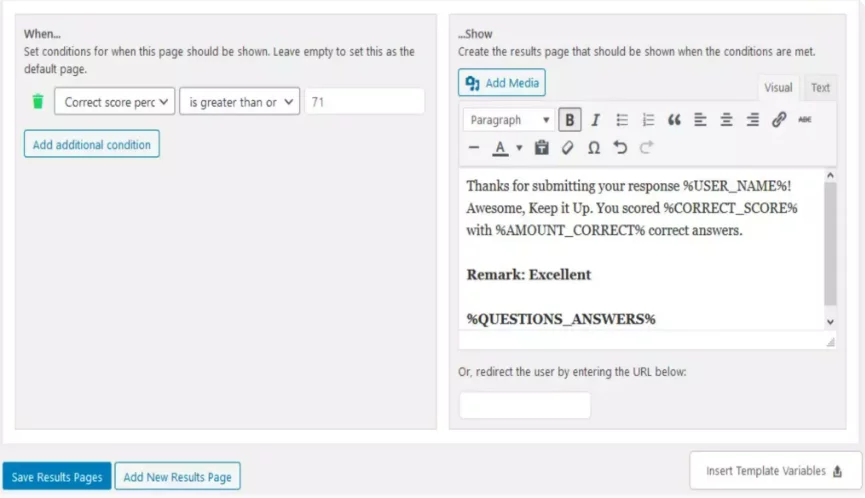 How to Create Delicious Food Quiz in the Easiest Way? Result Page - QSM