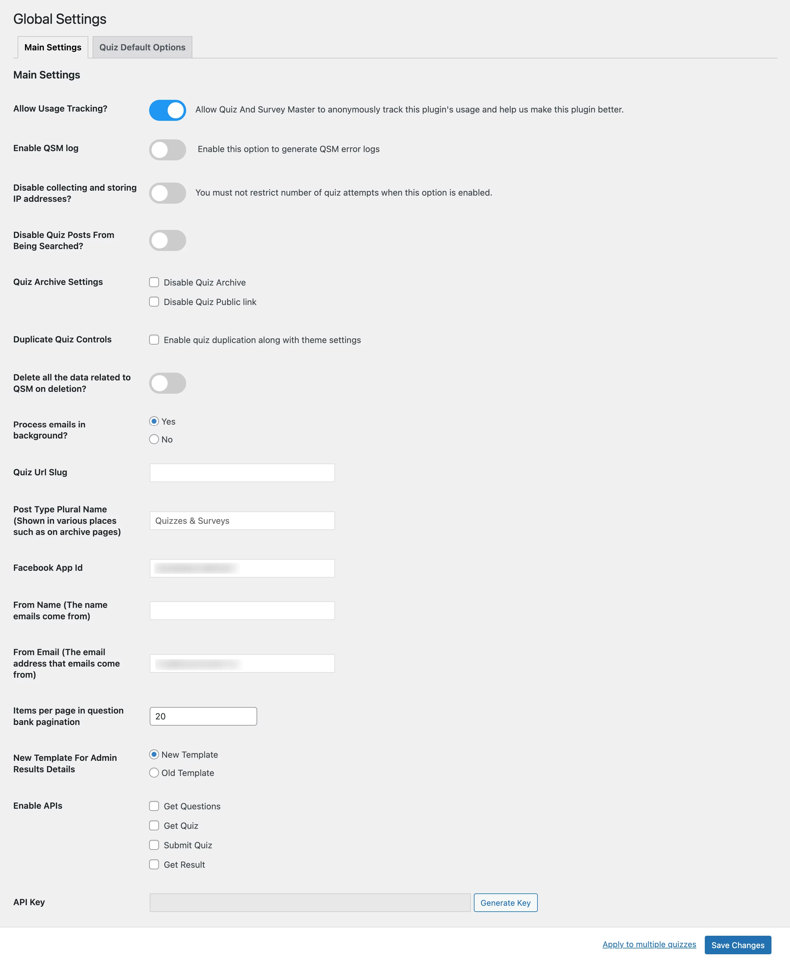 qsm global settings