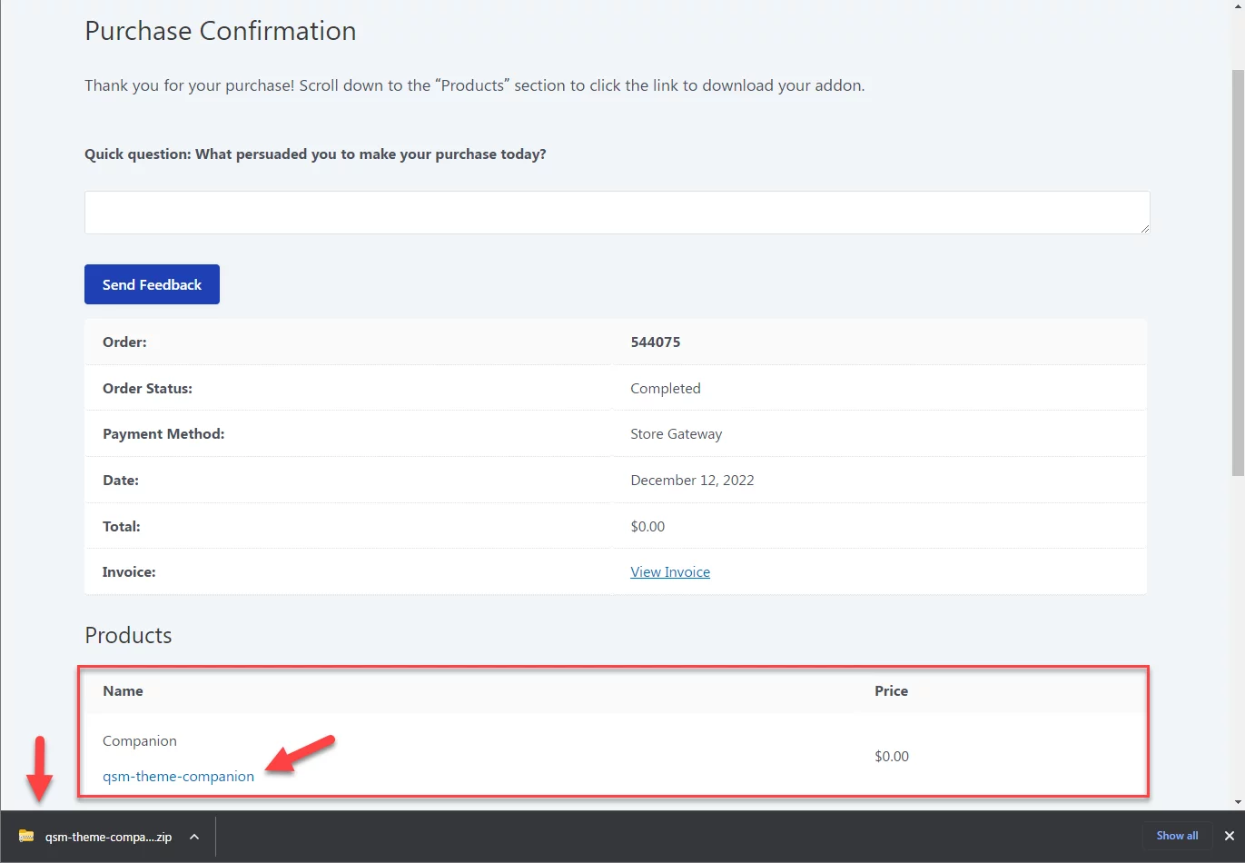 download product - QSM Account Management