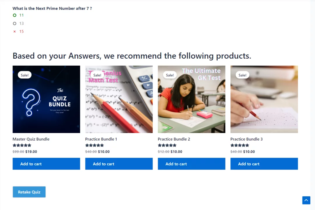 Recommend Quiz Products
