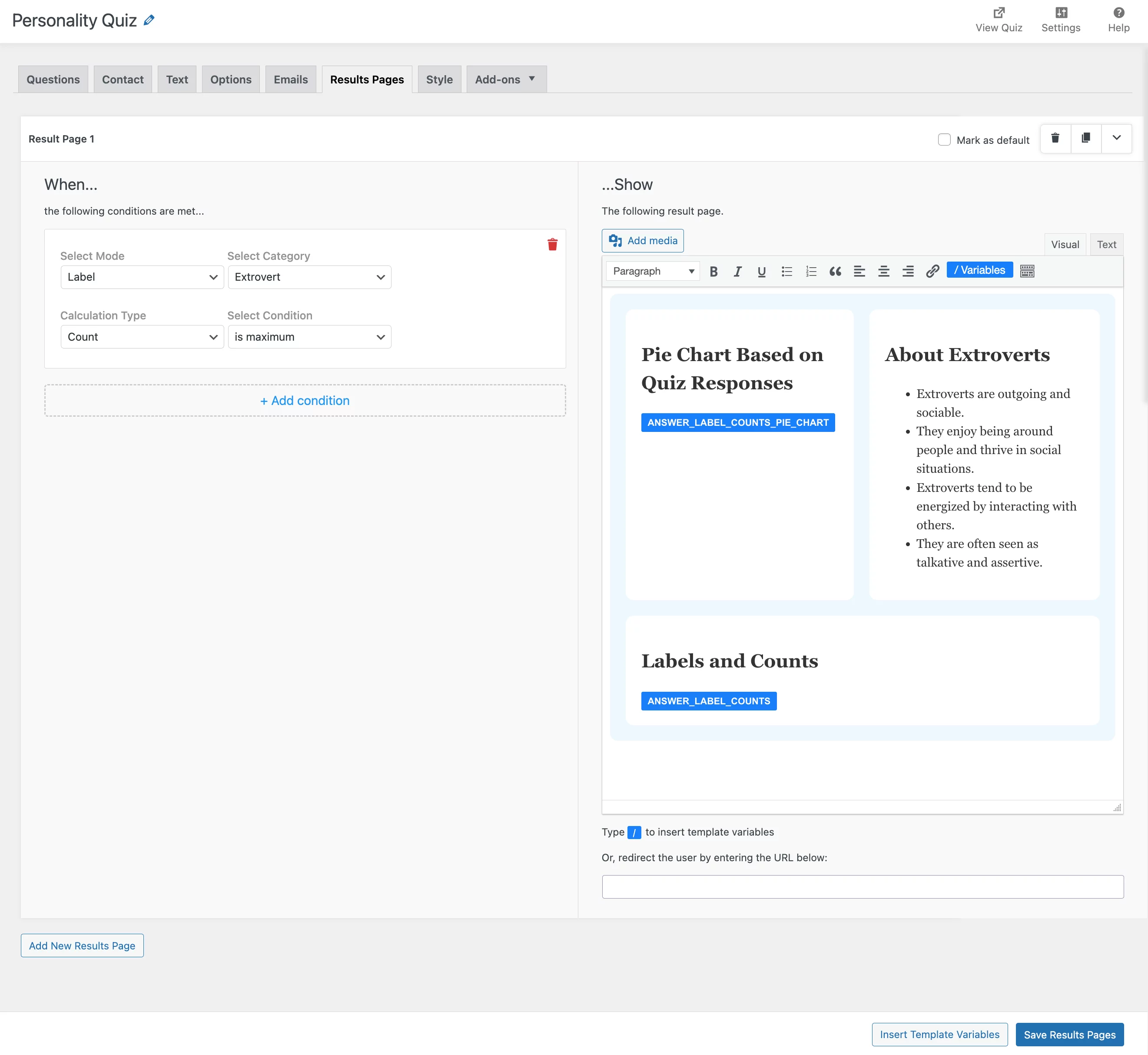 Advanced Assessment Personality Quiz Custom Result