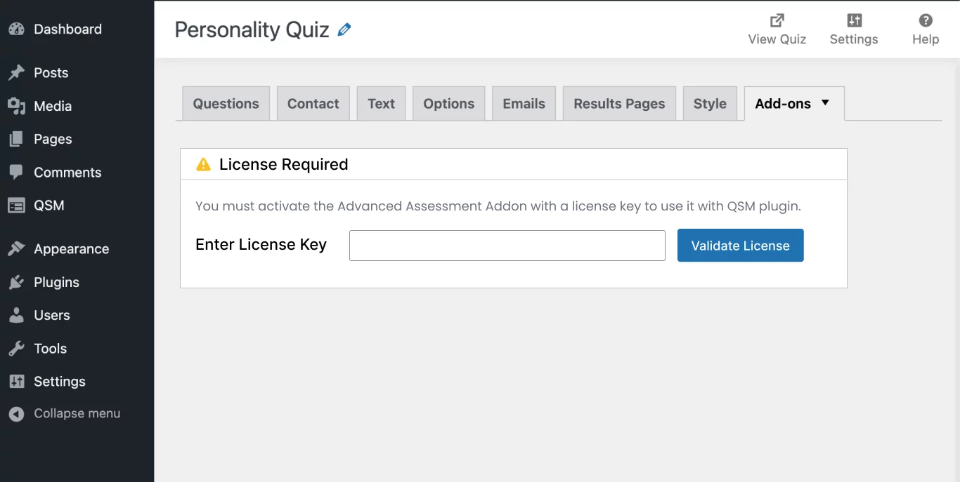 Advanced Assessment LIcense Activation