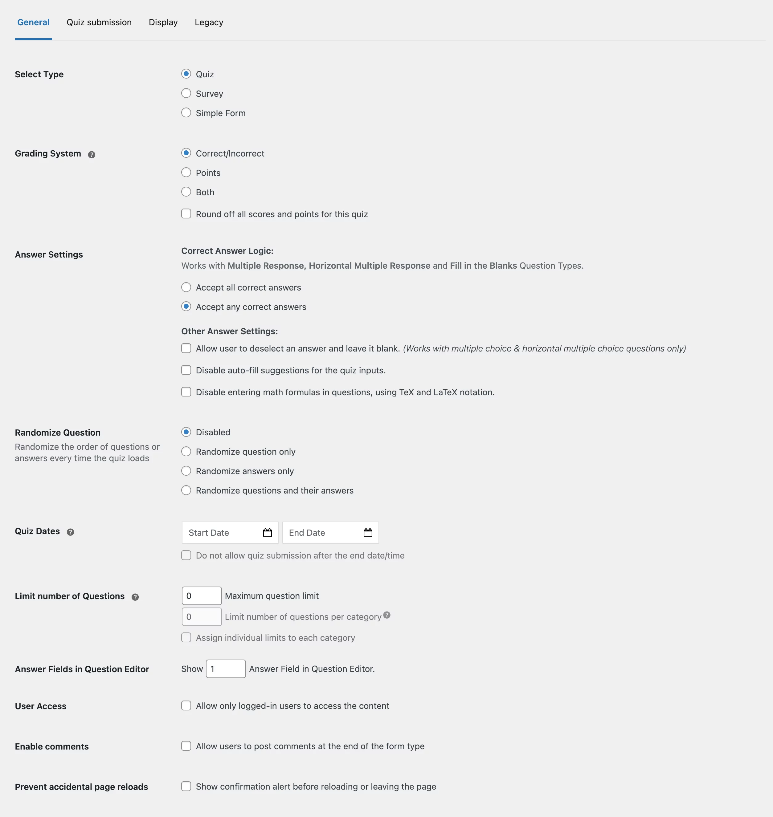 qsm options tab