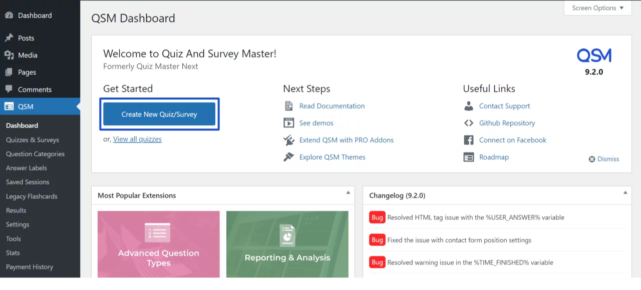 Dashboard ‹ Quiz and Survey Master Best WordPress Quiz Plugin — WordPress 10 09 2024 11 52 AM