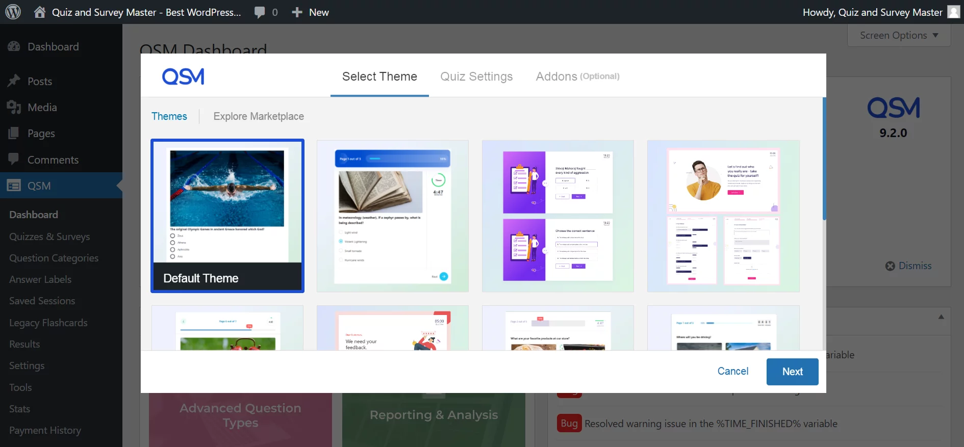 Dashboard ‹ Quiz and Survey Master Best WordPress Quiz Plugin — WordPress 10 09 2024 11 56 AM