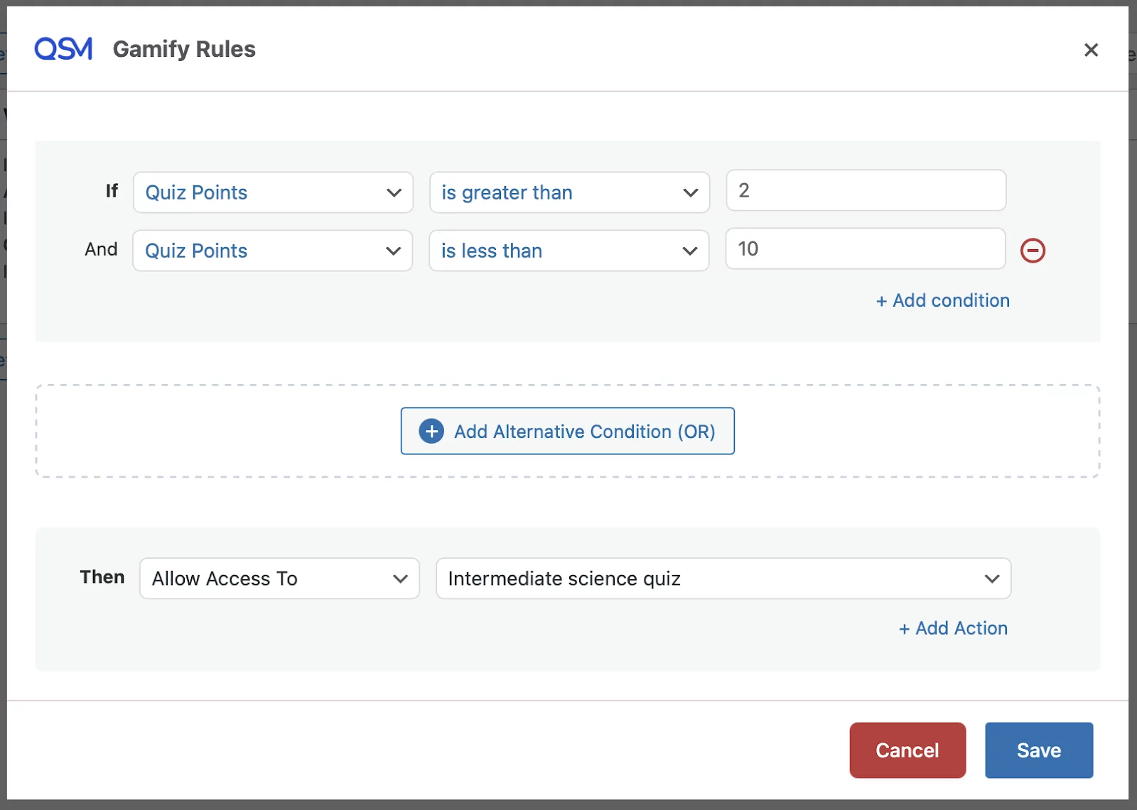 Gamify addon rules - add rules