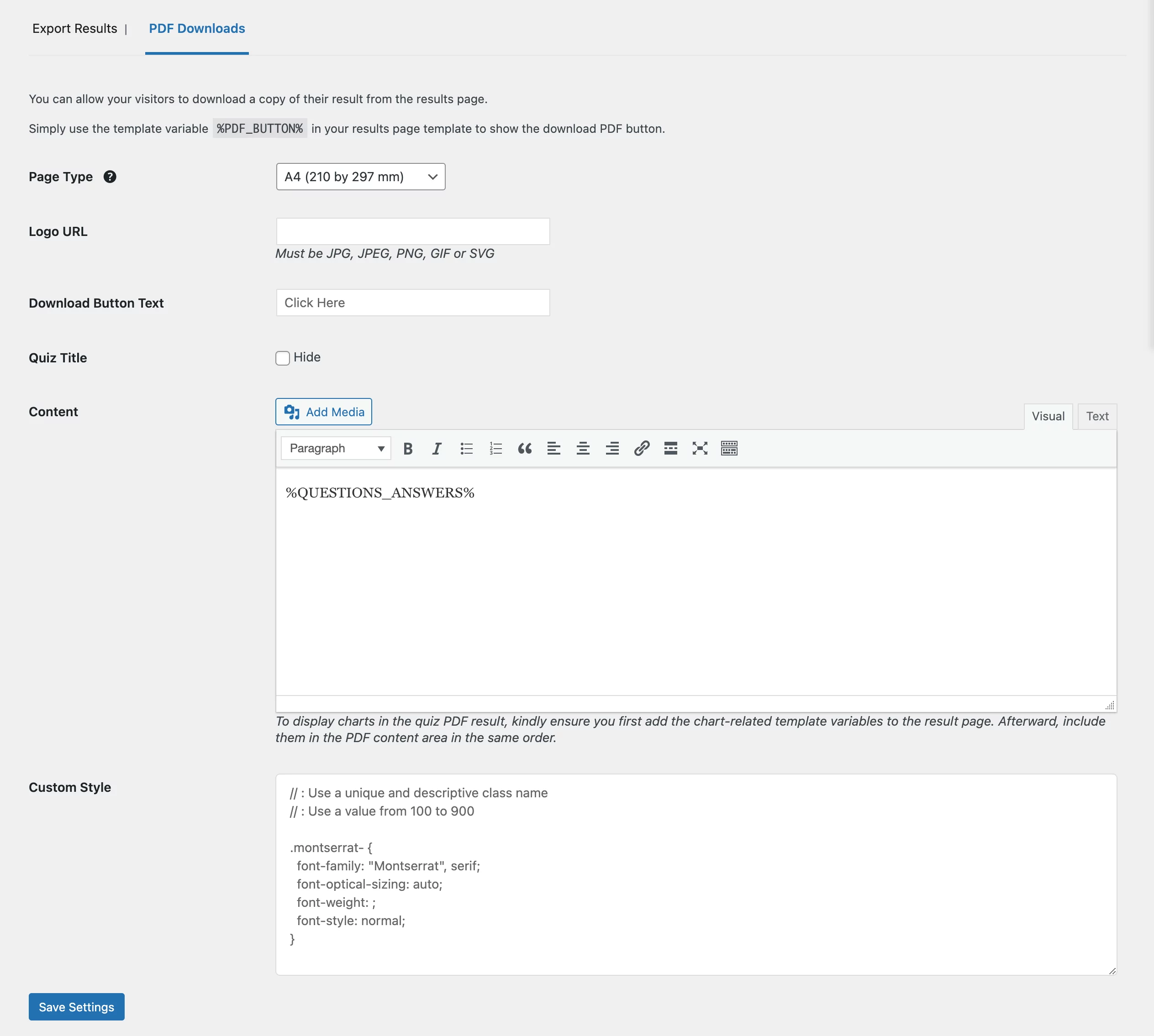 export result pdf download
