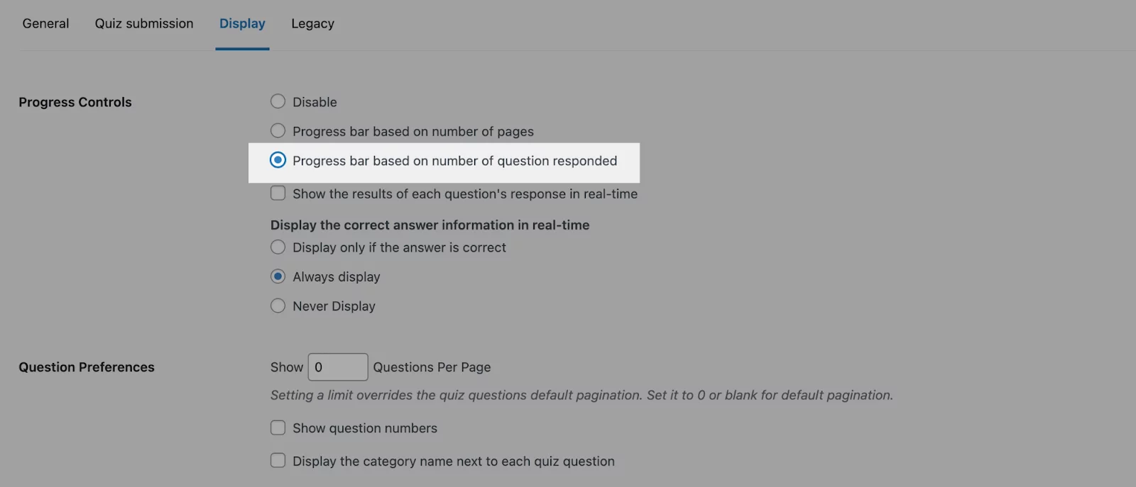 Ultimate Show Progress Bar Based on Questions Attempted