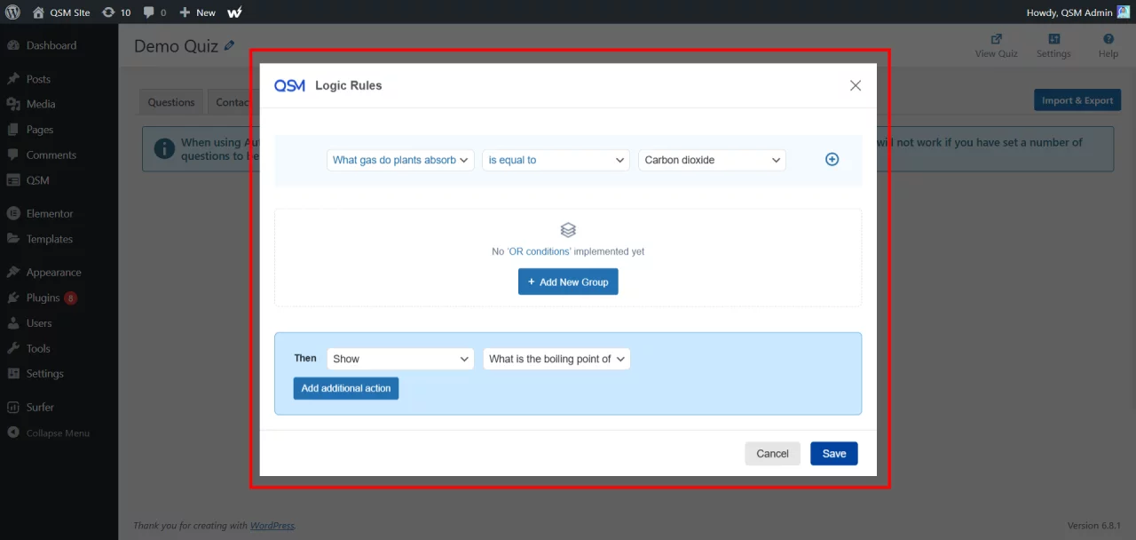 QSM for Fun and Effective Assessments - Conditional Logic