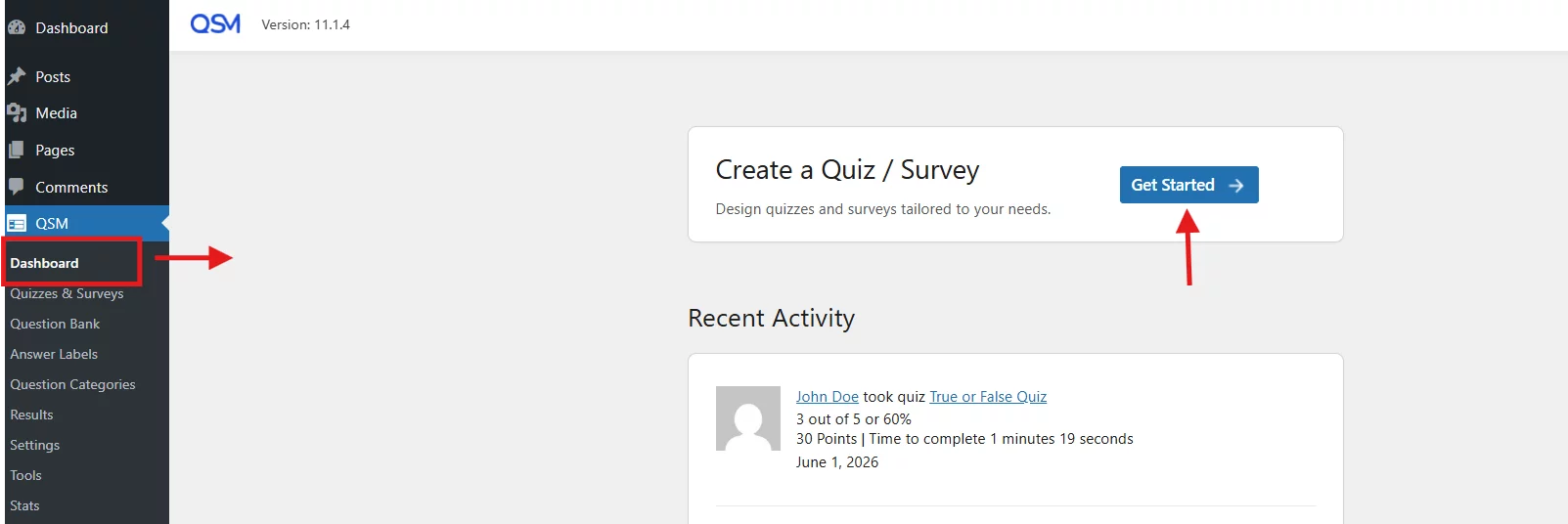How to Create a Quiz in WordPress: 5 Easy Steps (No Coding) qsm-dashboard