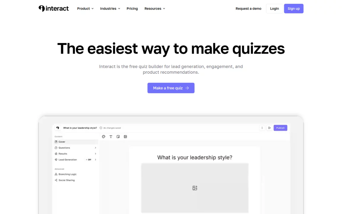 12 Best WordPress Quiz Plugins for 2026 (Compared) Interact Quiz Maker homepage