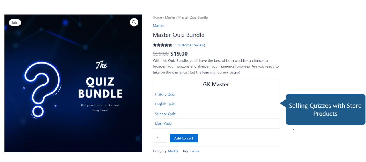 Selling Quizzes with Store Products