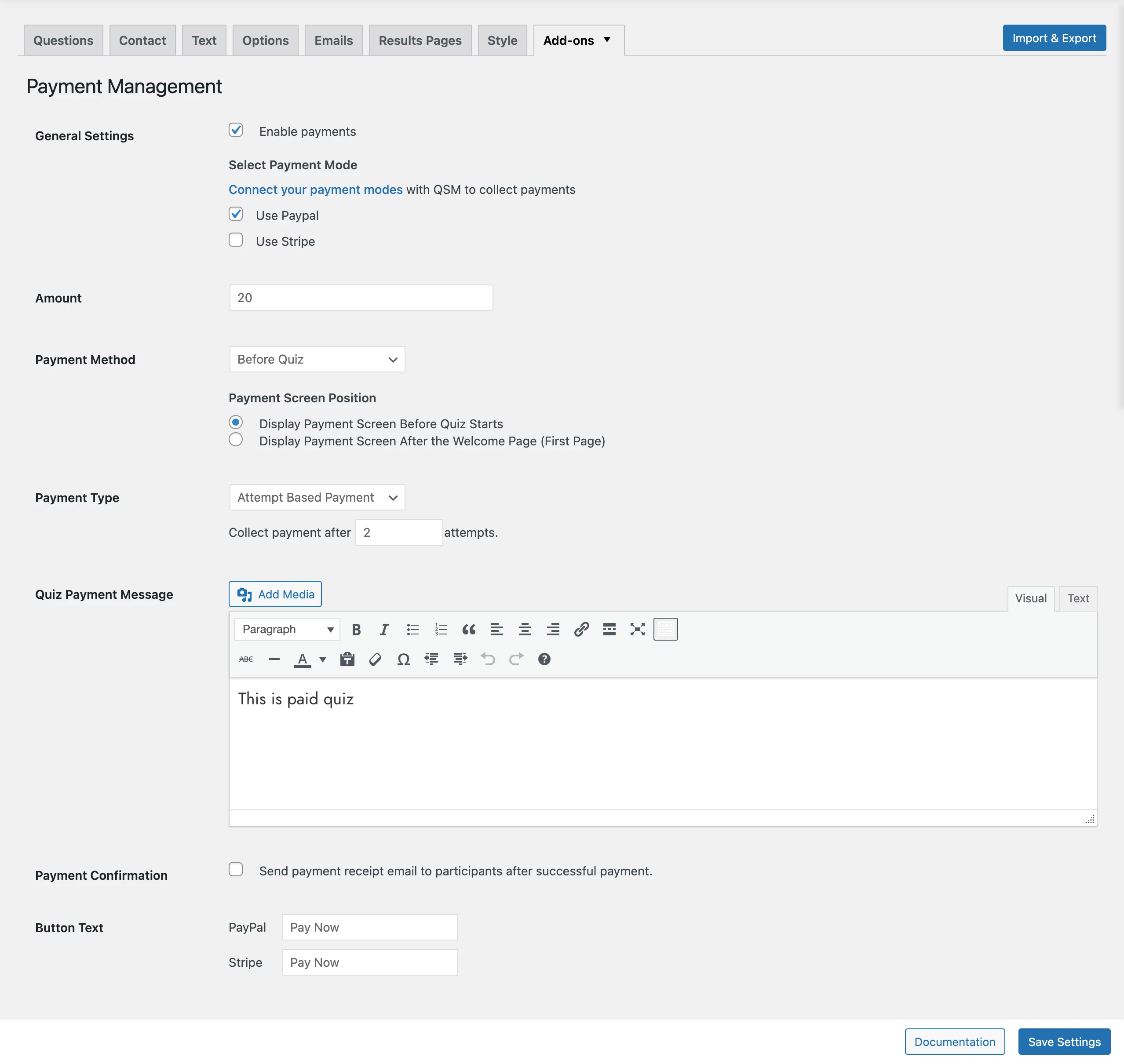 payment management settings
